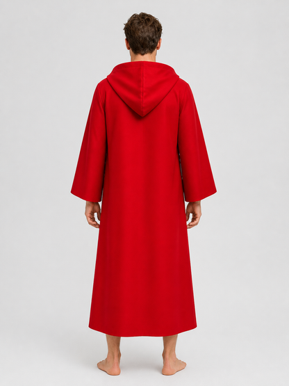 Red Hooded Long Cloak for Cosplay and Halloween back view