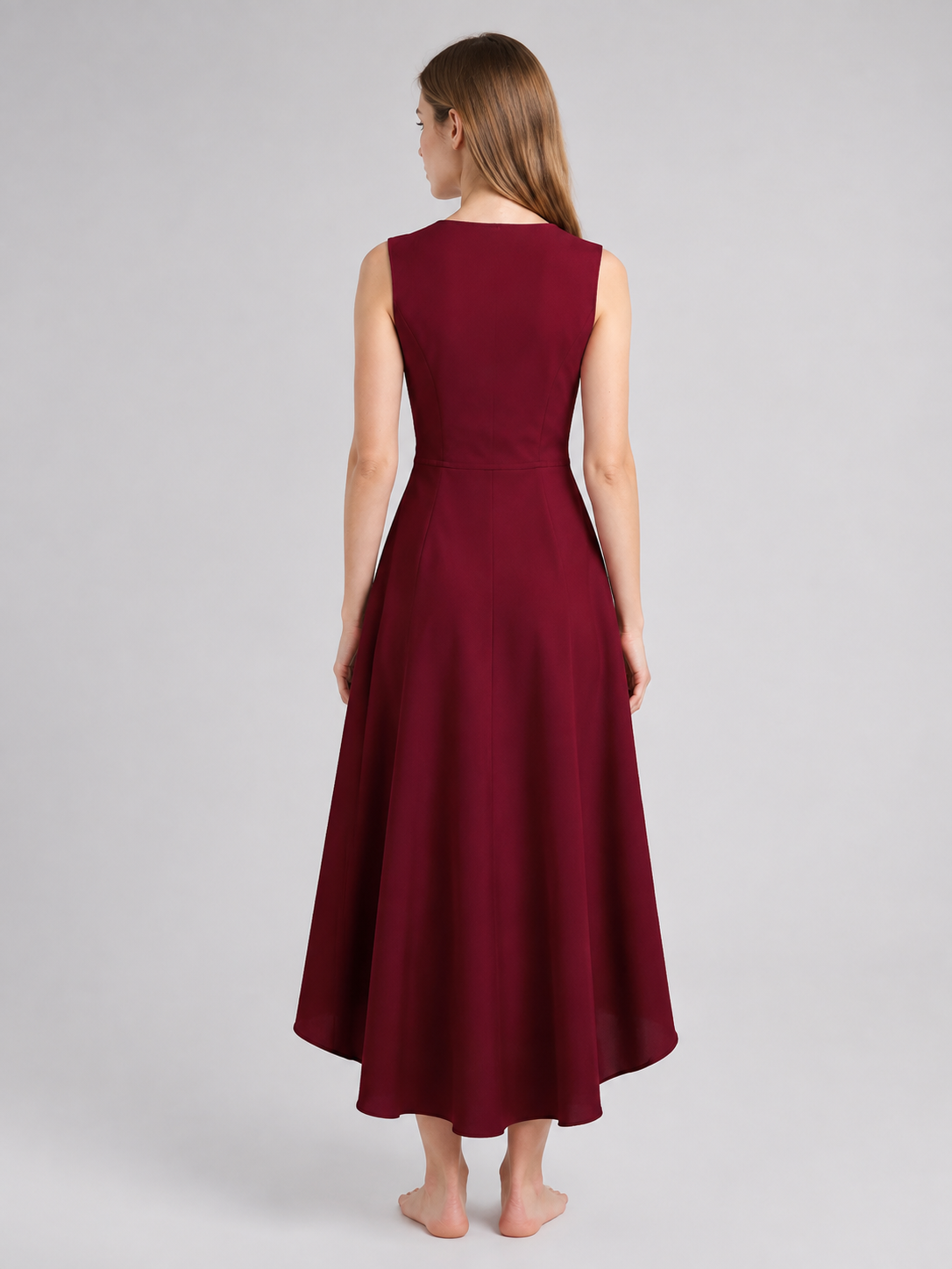 Long Cosplay Dress with Black Lace-Up Detail back view