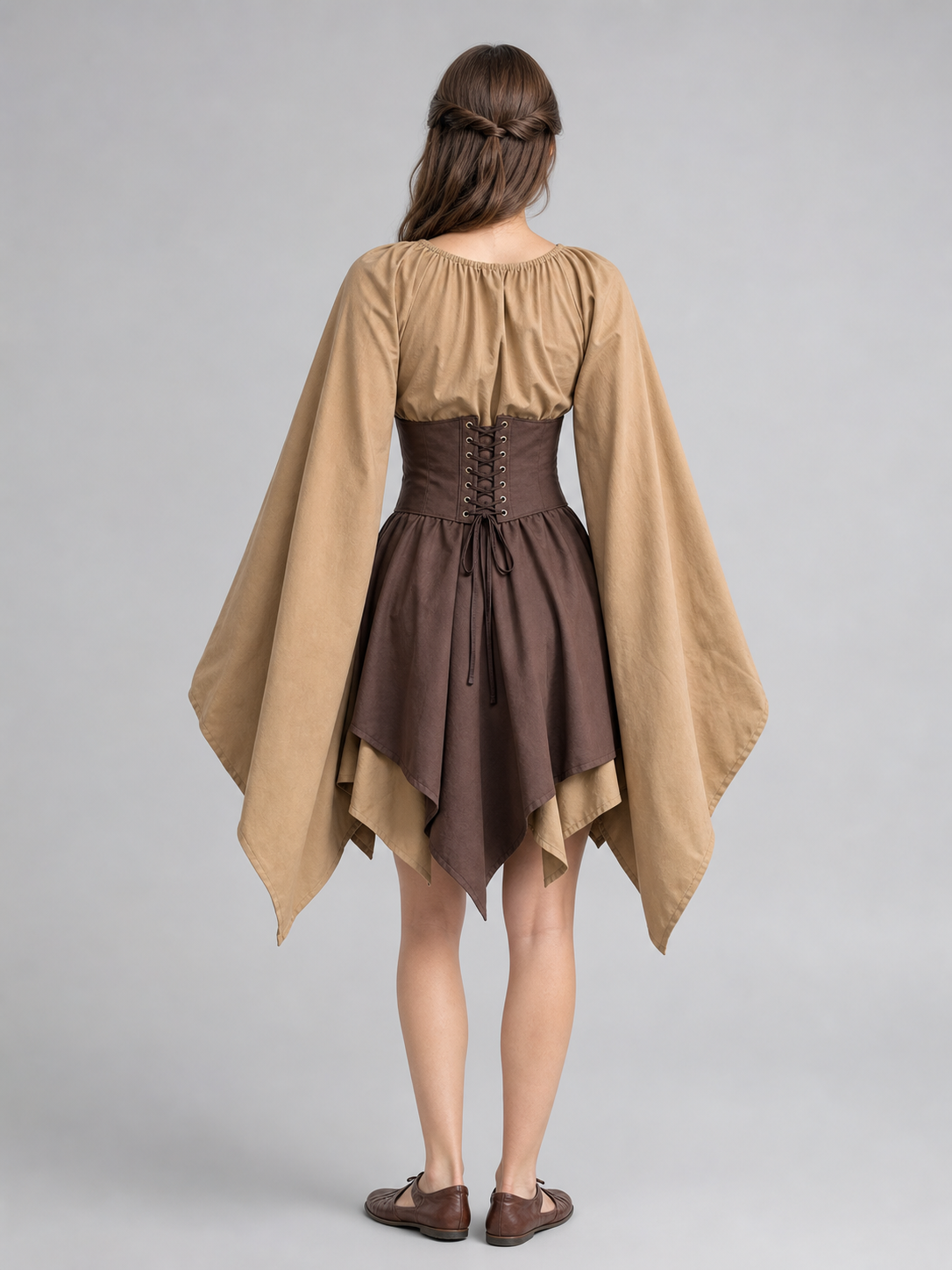 Medieval Corset Top with Bell Sleeves