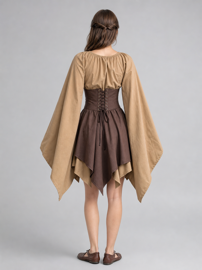 Medieval Corset Top with Bell Sleeves
