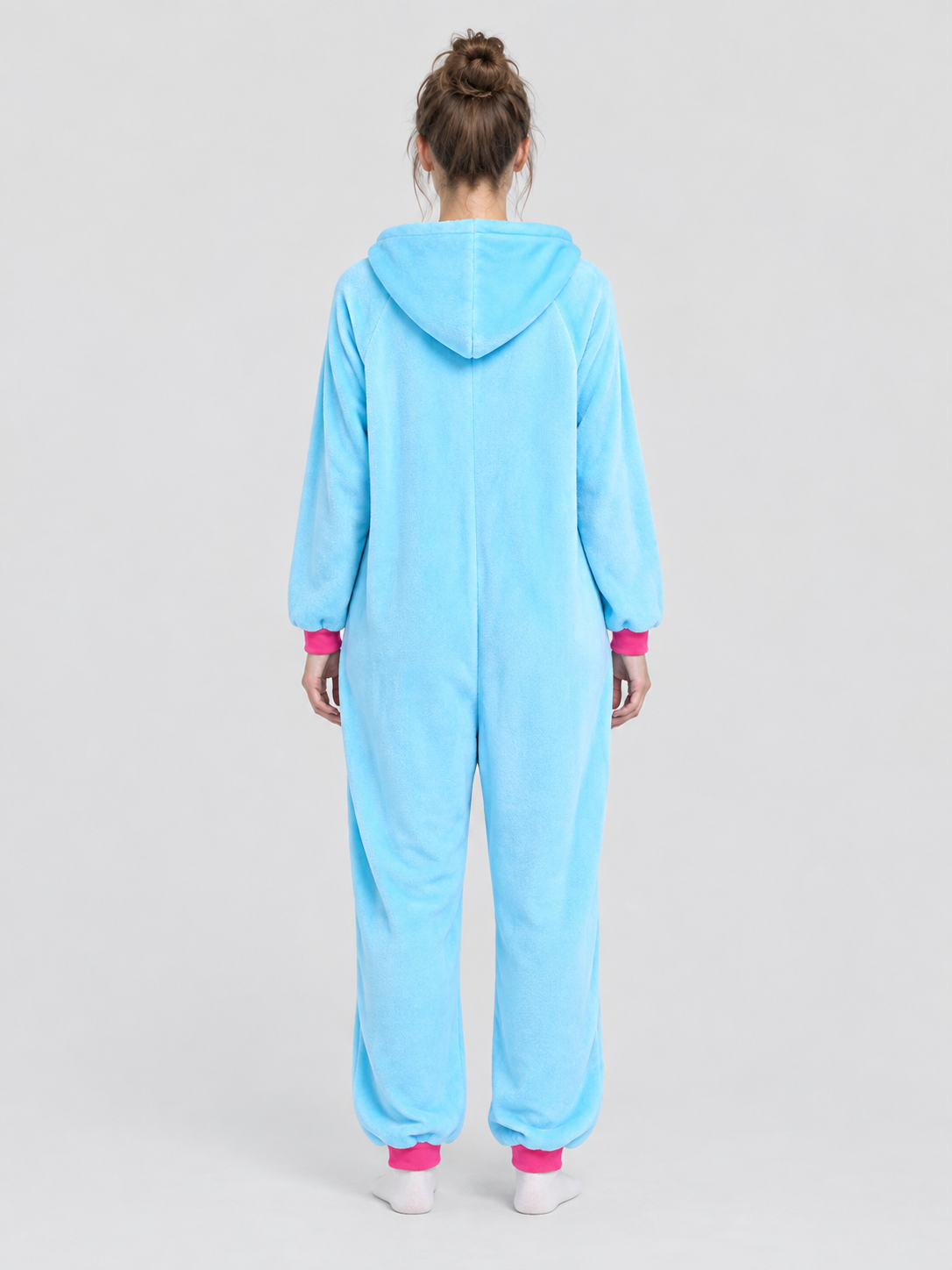Flannel Hooded Pajama Jumpsuit with White Insert