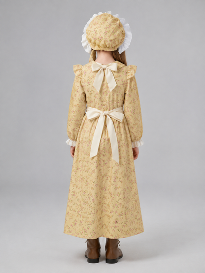Children’s Carnival Costume: Dress, Apron, Bonnet back view