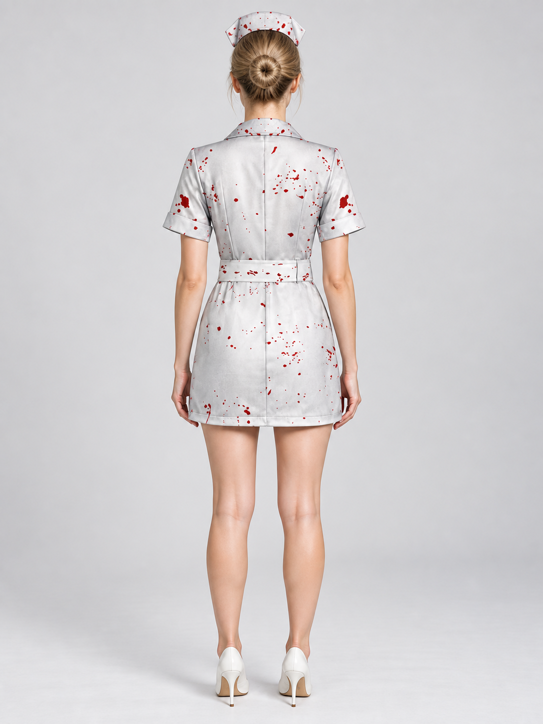 Red-Print Cosplay Costume Dress back view