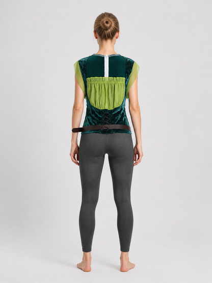 Elf Costume: Green Vest with Belt back view