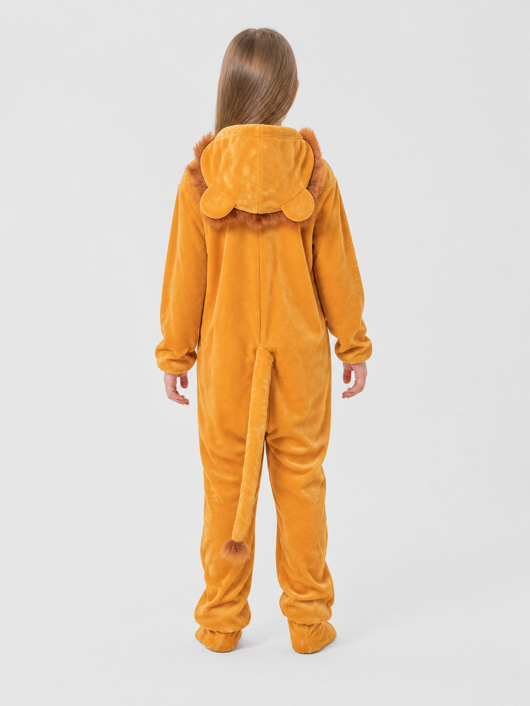 Lion Costume, Orange Hooded Jumpsuit back view
