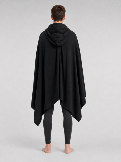 Black Hooded Carnival Cape, Loose Fit