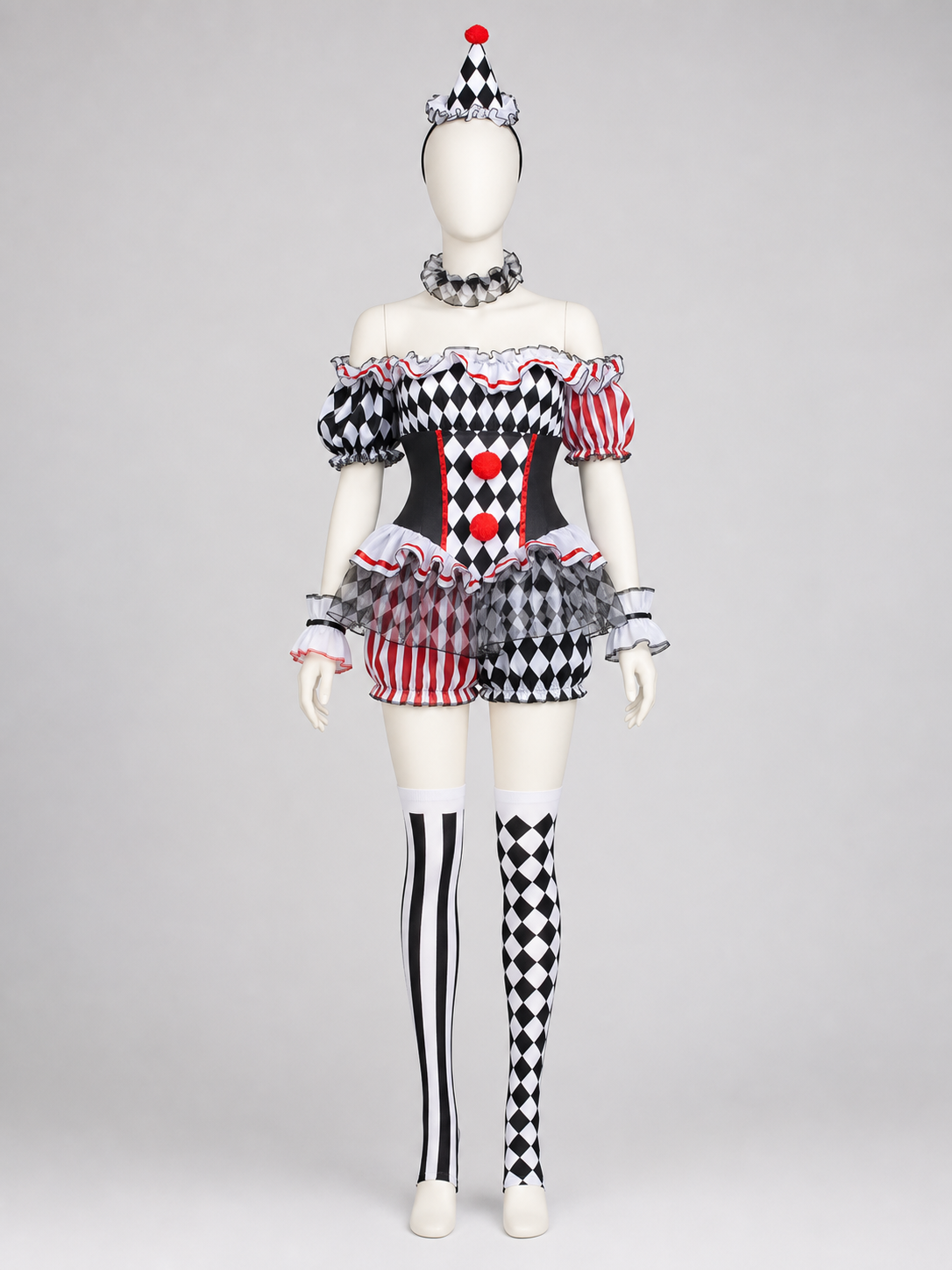 Clown Costume with Hat and Stockings