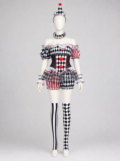 Clown Costume with Hat and Stockings