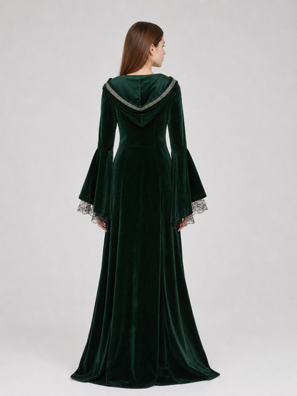 Gothic Hooded Dress in a Medieval Style