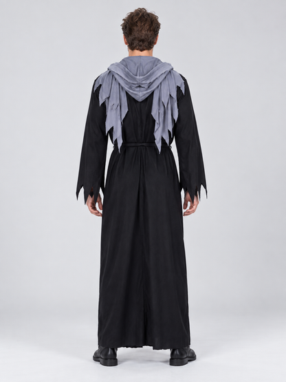 Vampire Halloween Costume with Hood and Skeleton Print