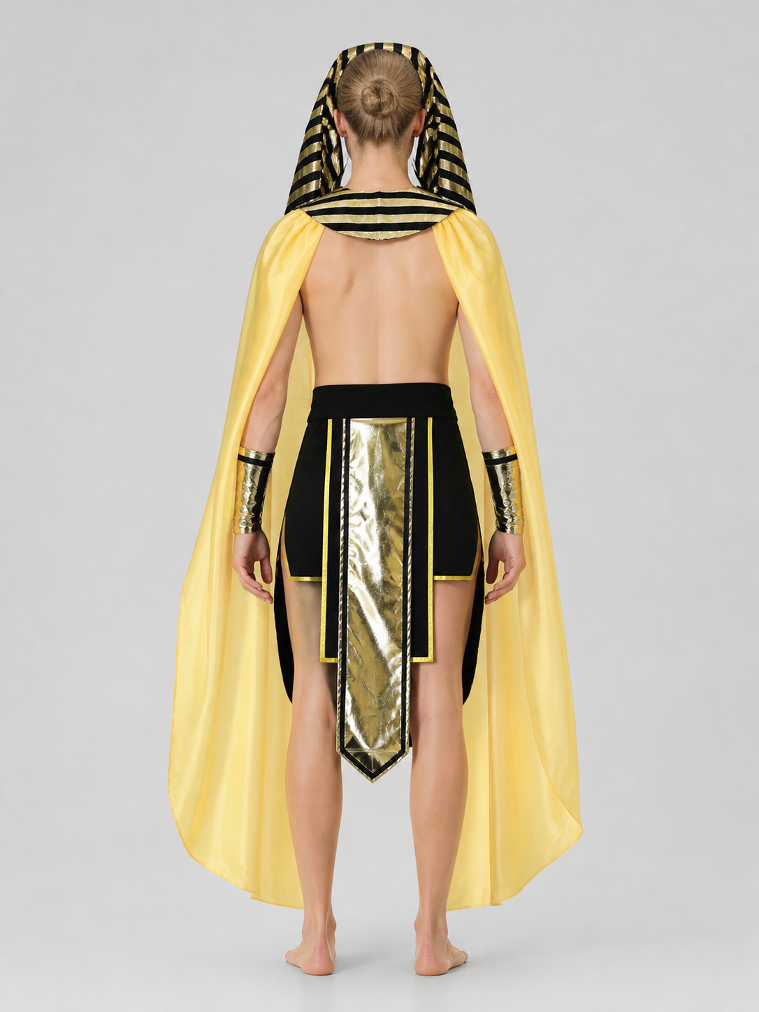 Egyptian Pharaoh Costume with Cape and Headpiece back view