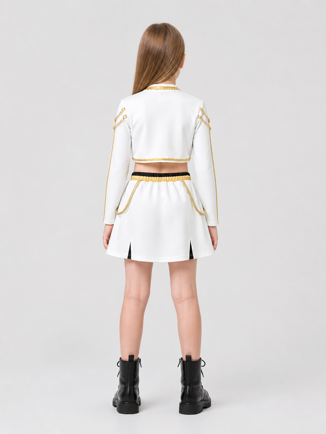 Children's Stage Costume with Glittery Top: Jacket and Skirt back view