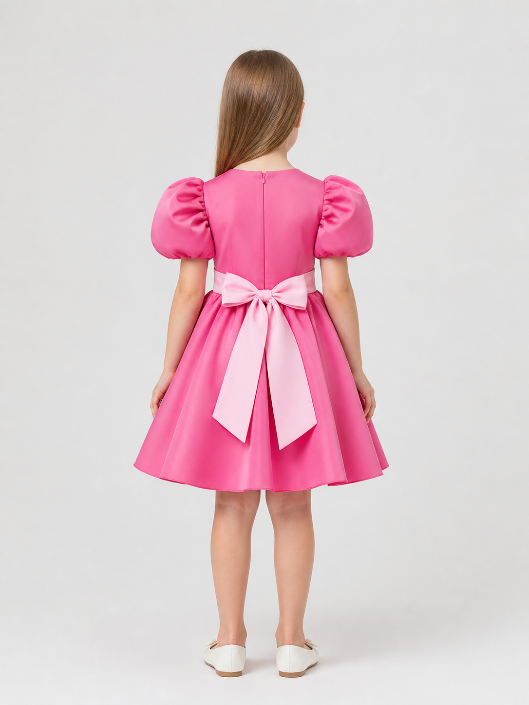 Pink Princess Dress with a Full Skirt and Roses