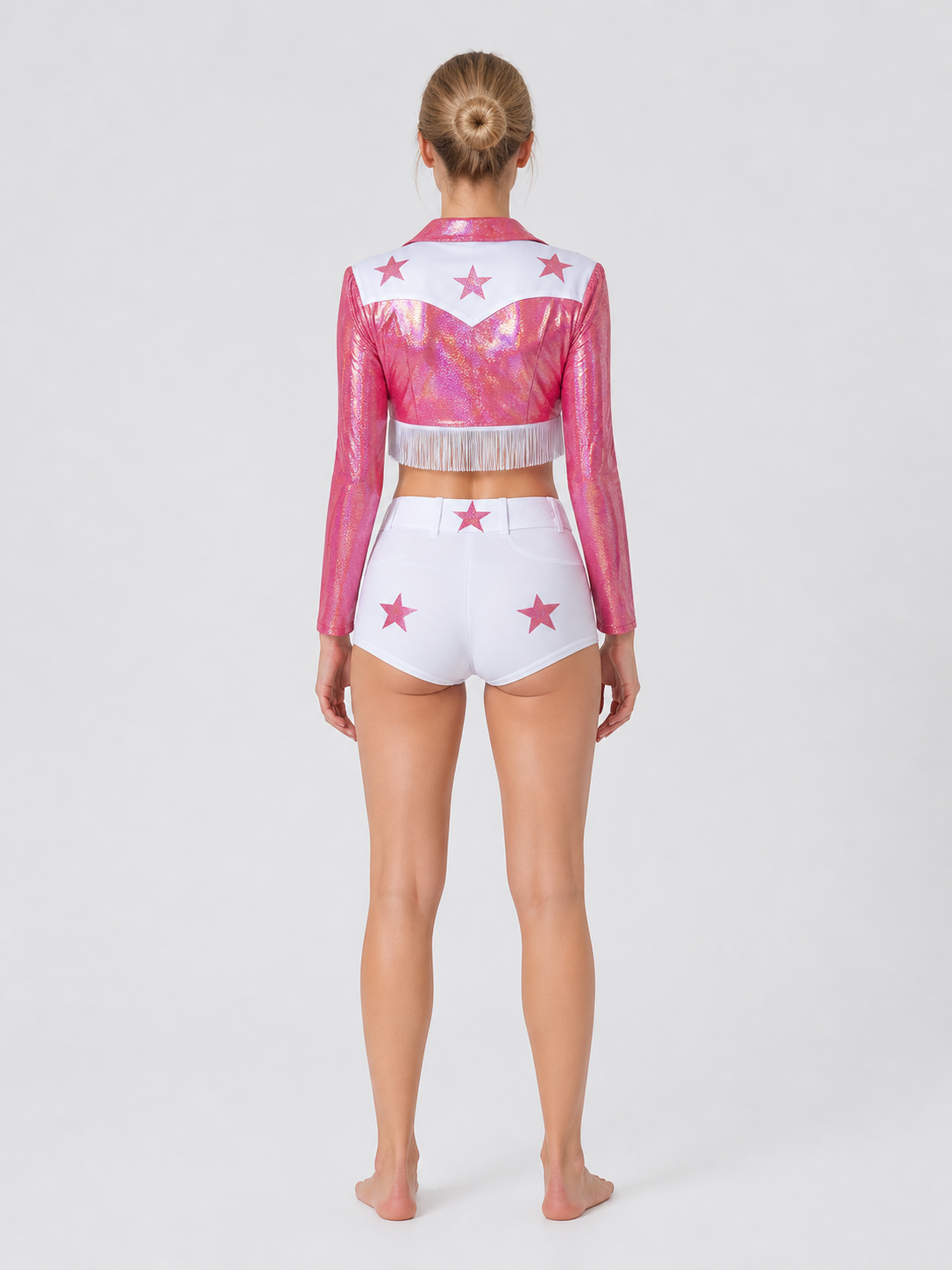 Sparkly Stage Costume with Stars (Top and Shorts) back view