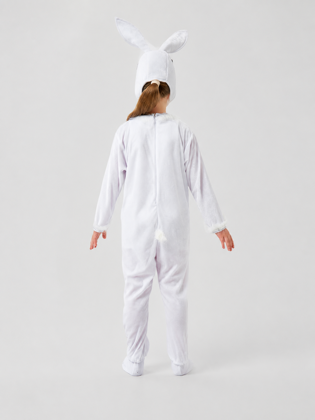 Bunny Costume: White Jumpsuit with Ears back view