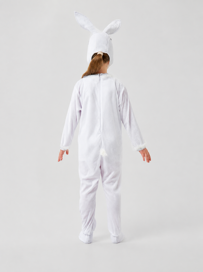 Bunny Costume: White Jumpsuit with Ears back view