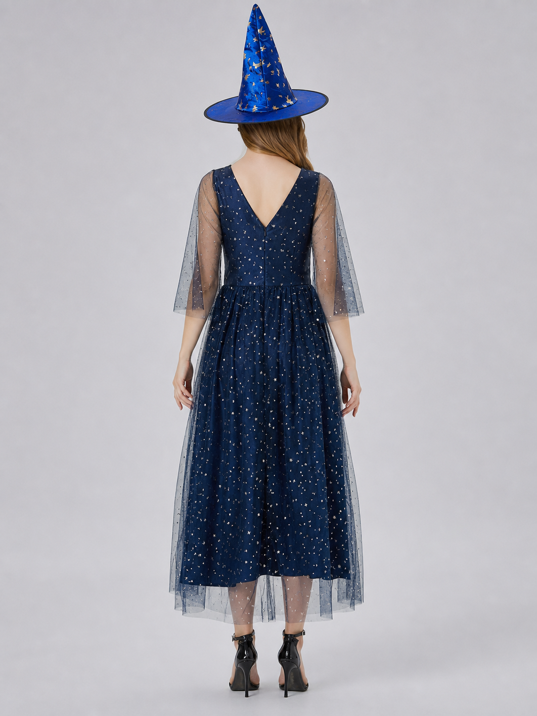 Long Masquerade Dress with Silver Stars