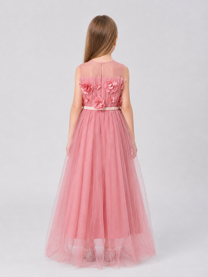 Dressy Dress with a Full Skirt, Bow, and Train back view