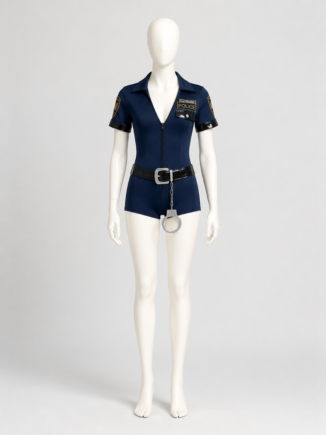 Police Cosplay Costume, Blue Jumpsuit back view