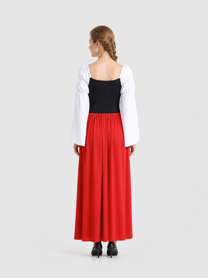 Bavarian Dress for Beer Festivals, Red, White, and Black back view