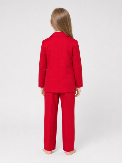 Bright Halloween cosplay costume with a red blazer