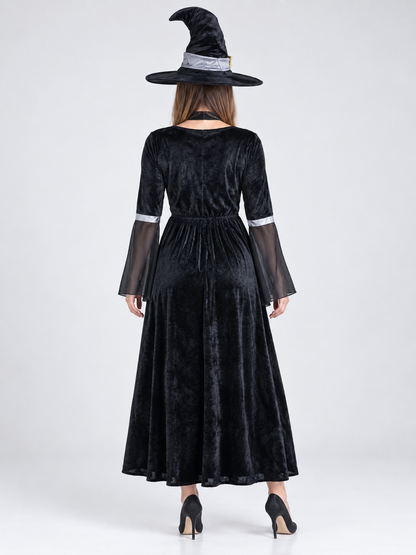 Witch Costume with Long Dress and Pointed Hat