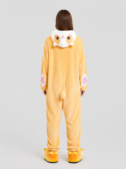 Flannel Hooded Animal Onesie Pajama back view