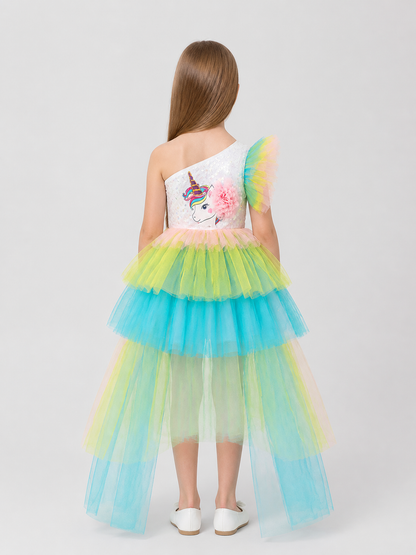 Princess Dress with Unicorn, Rainbow, and Train