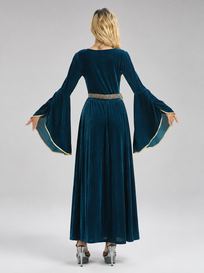 Dark Blue Medieval-Style Carnival Dress back view