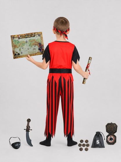 Children's Pirate Costume for Cosplay, Accessory Set back view