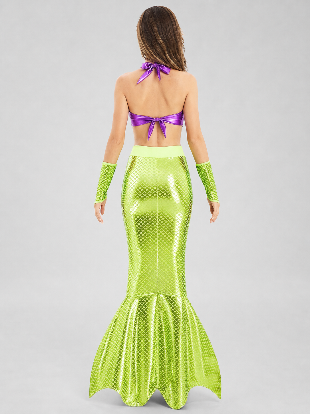 Mermaid Costume with Lace-Up Top and Fish-Tail Skirt