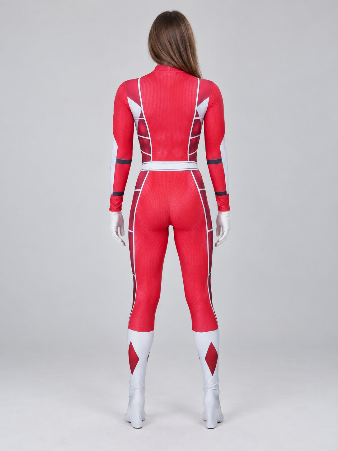 Red Cosplay Costume with White Diamond and Belt