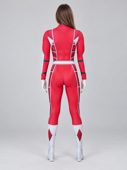 Red Cosplay Costume with White Diamond and Belt