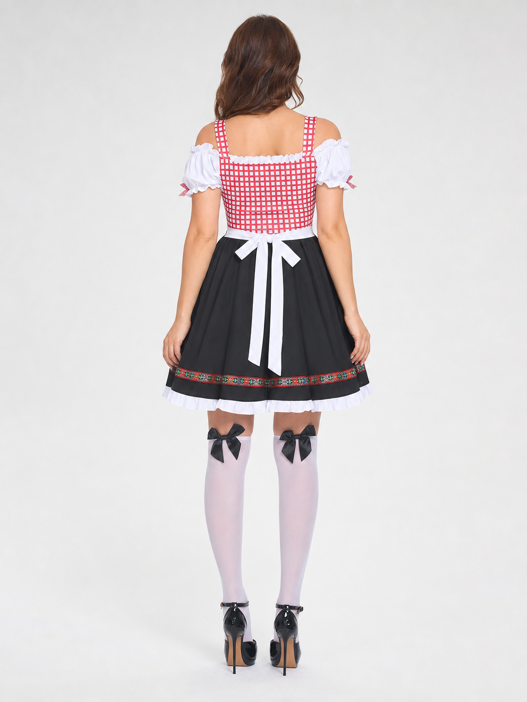 Ethnic-Style Dress with Apron and Full Skirt back view