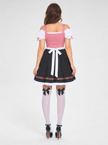 Ethnic-Style Dress with Apron and Full Skirt back view