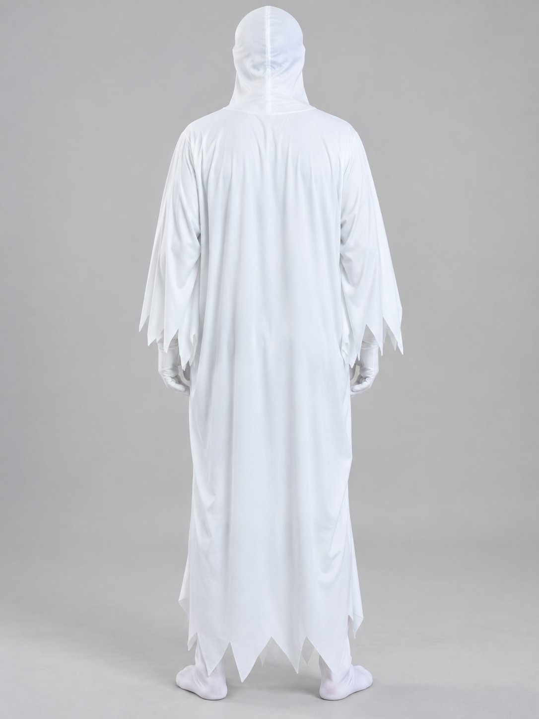White Ghost Costume with Hood and Eye Cutouts