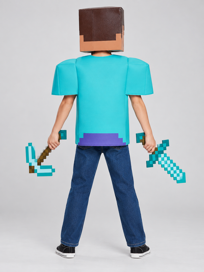 Pixel-Style Carnival Costume with Headpiece