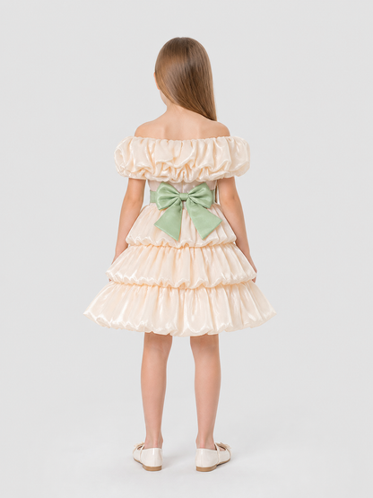 Princess Dress for Girls with a Full Skirt and Bow back view