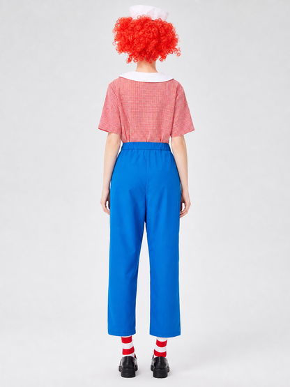 Circus-Style Clown Costume with Bow and Pants
