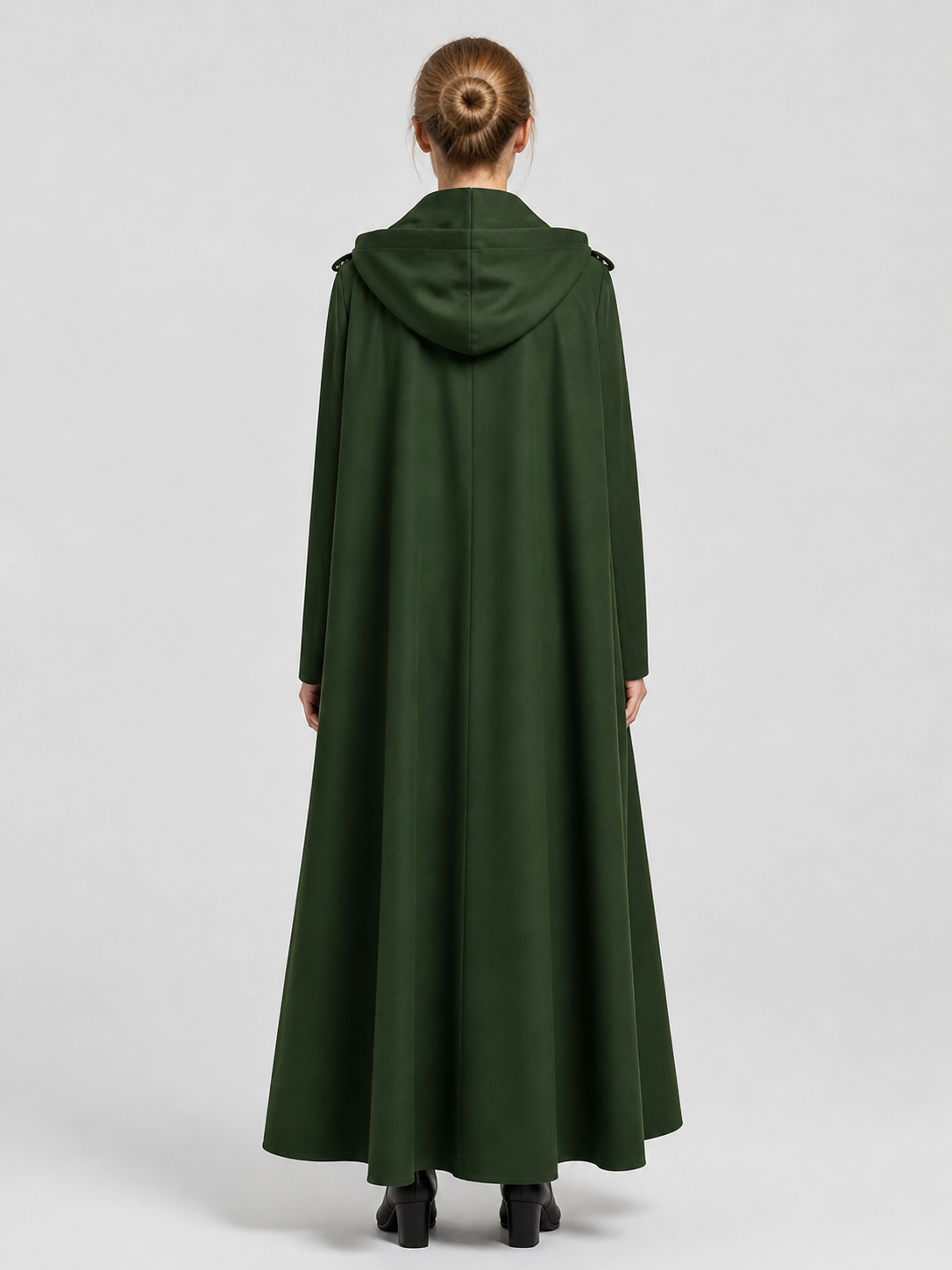 Vampire Halloween Cosplay Cloak, Black, with Hood back view