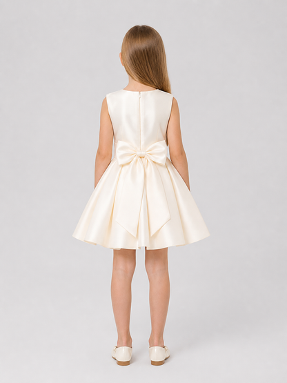 Girls' Dressy Princess Dress with a Full Skirt and Bow back view