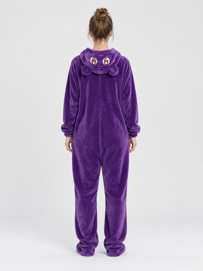 Purple Pajama Jumpsuit with Pink Insert and Ears