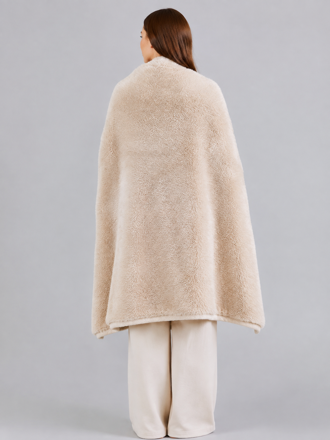 Long-Pile Pet Blanket, Beige back view