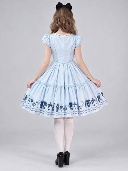 Light blue Lolita-style dress with black bow