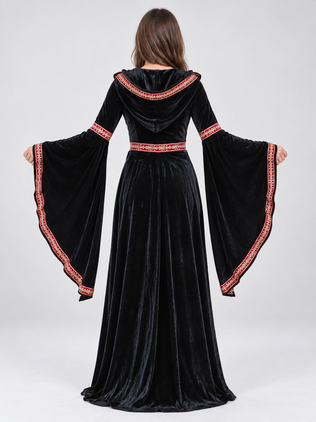 Halloween Witch Costume with Hooded Dress