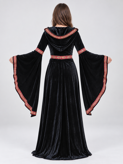 Halloween Witch Costume with Hooded Dress