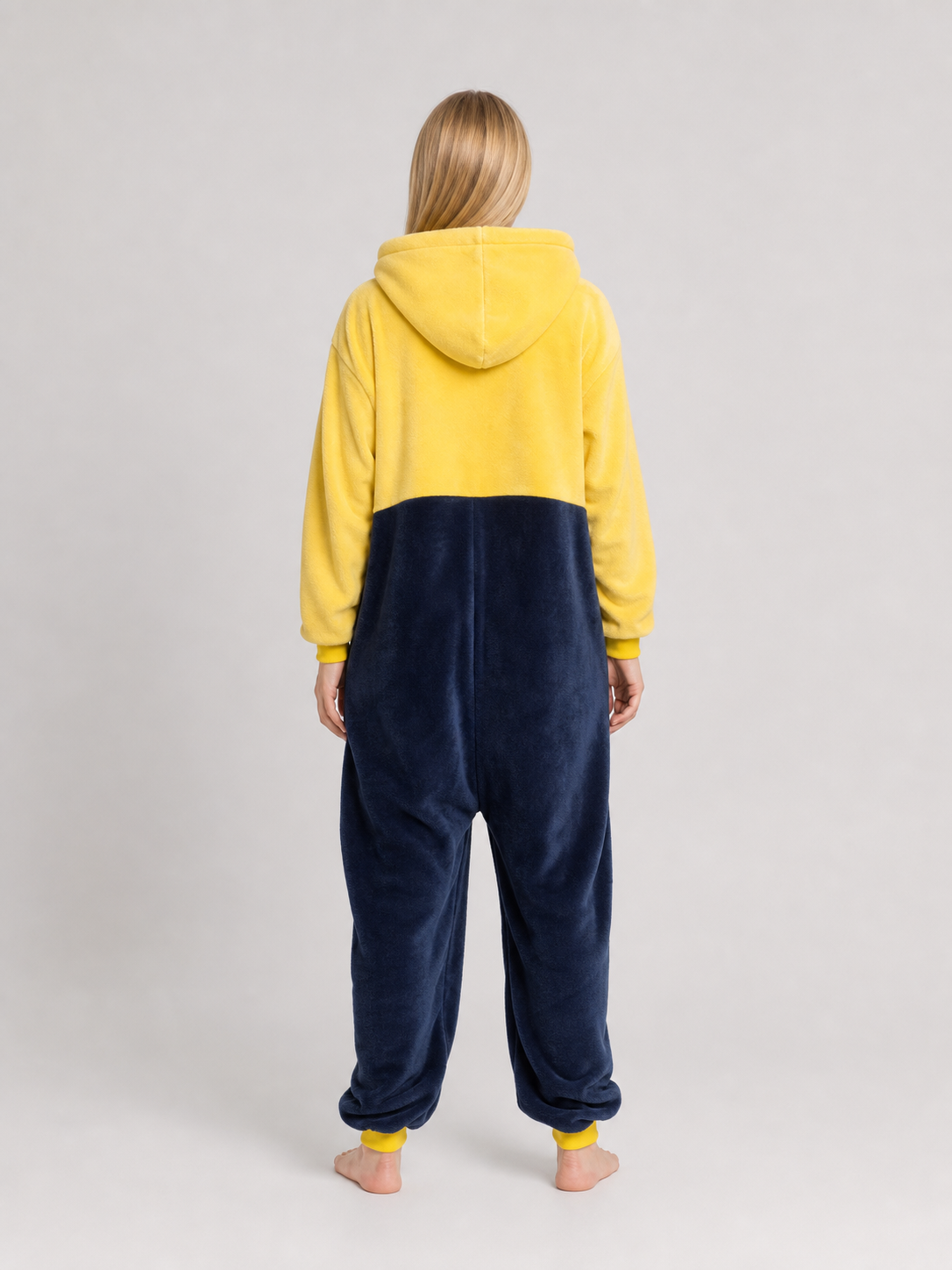 Plush hooded kigurumi jumpsuit with zipper