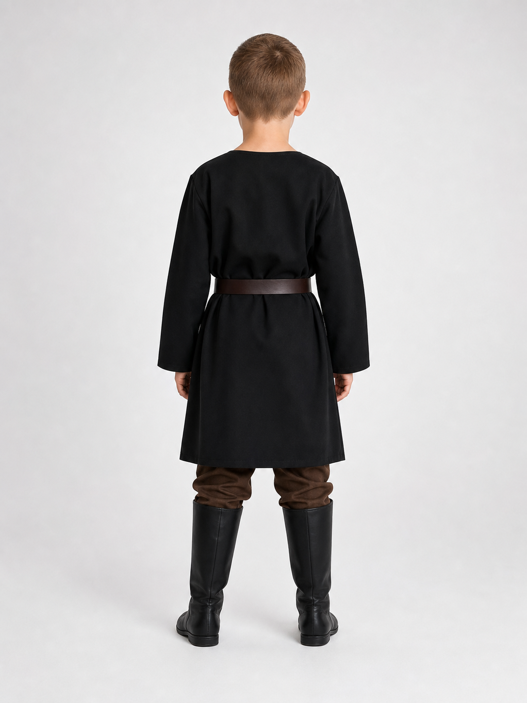Black long loose-fit tunic in a fantasy style