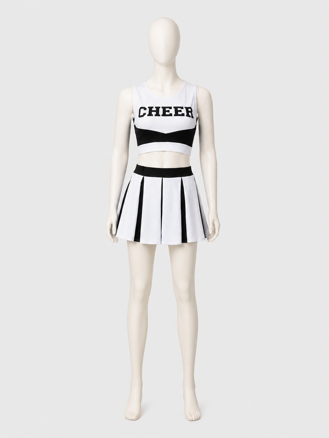 Cheerleader Costume, Top and Skirt, Black and White, S-M back view