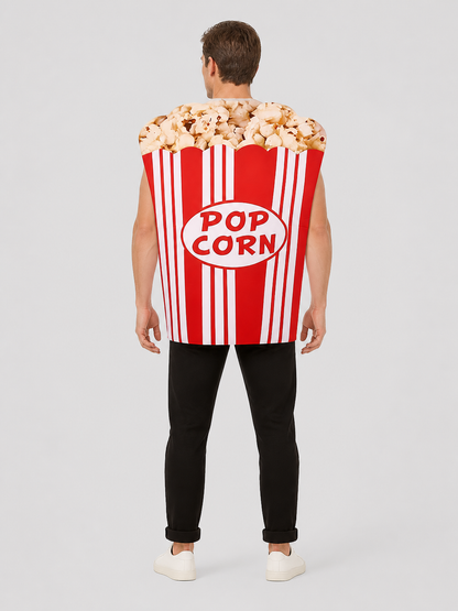 “Popcorn” carnival costume in the shape of a bucket, one size back view
